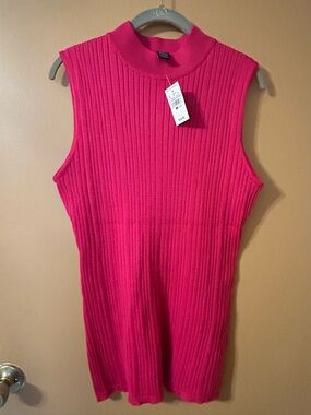 Ashley Stewart Vibrant Pink Ribbed Knit Top